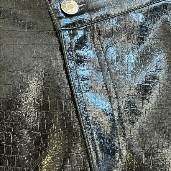 TORN By RONNY KOBO The Donnie Skirt Asymmetric Faux Leather Metallic Croc New - Picture 4 of 15